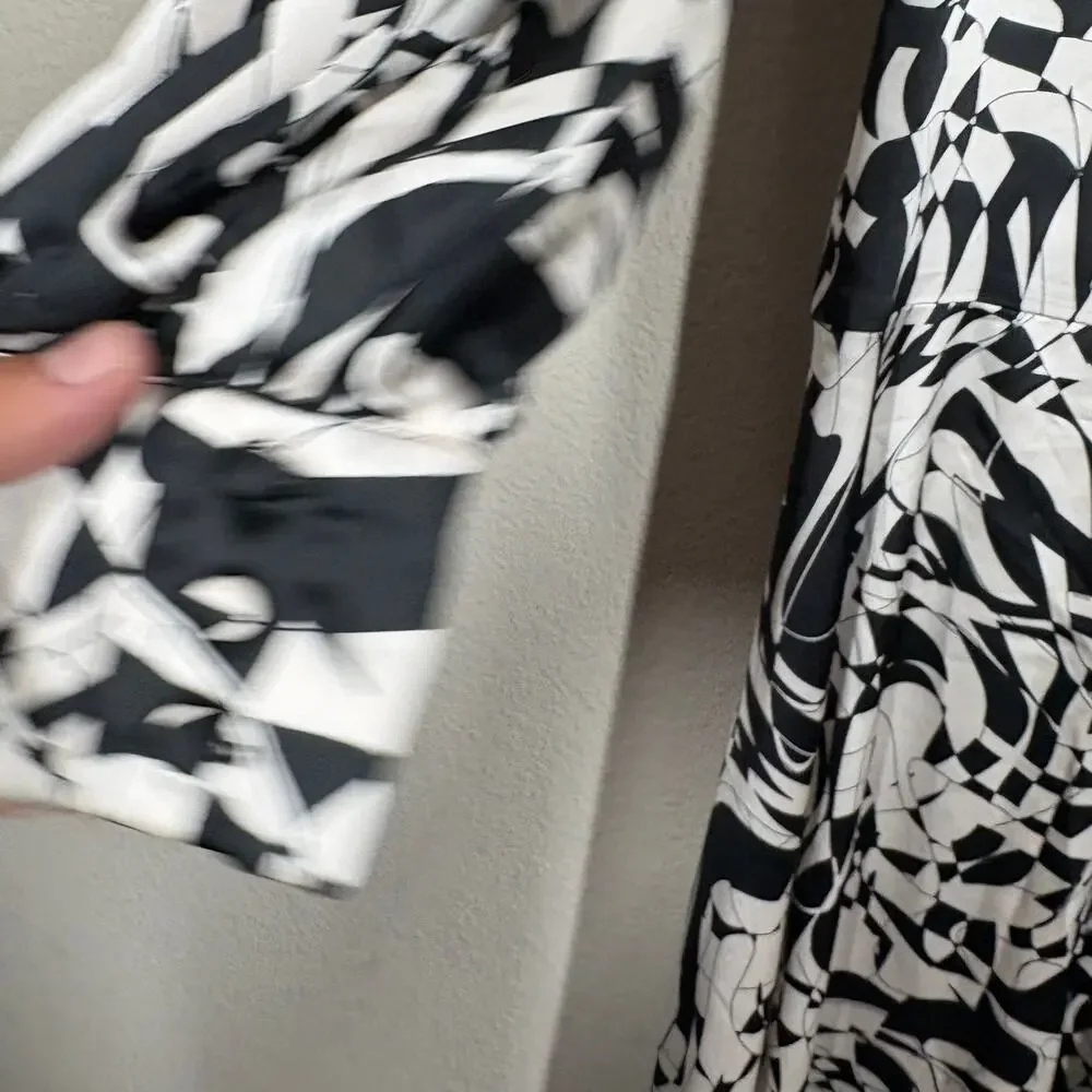 Future Collective Medium Kahlana Barfield Brown Midi Dress White Black Marble